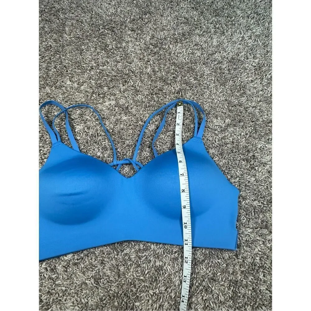 Gymshark Strappy Back Light Support Sports Bra Lats Blue Strappy Foam Cups Gym M - Picture 6 of 8